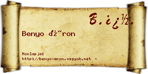 Benyo Áron névjegykártya